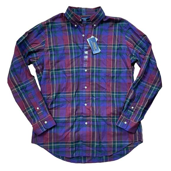 NWT Polo Ralph Lauren Plaid Classic Fit Twill Shirt Long Sleeve Men’s size Large